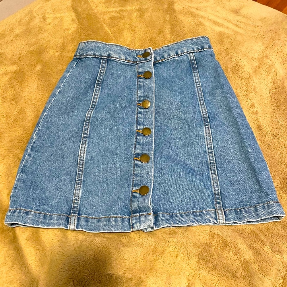 Denim Co Button Up Denim High Rise Skirt XS